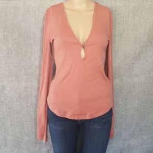 NWT Free People Long Sleeved Fuschia  Top